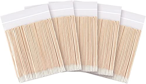 PIQIUQIU 500 stuks wattenstaafjes, spitse wattenstaafjes, kleine wattenstaafjes, houten handvat, voor tatoeages, wenkbrauwen, beauty, make-up, nagels
