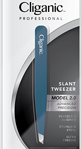 Pincet, wenkbrauwen, schuine punt 2.0, roestvrij staal, precisiepunt, professioneel, voor heren en dames, Cliganic Garantie