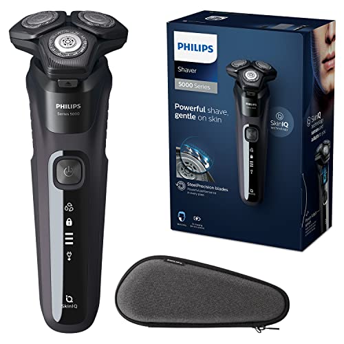 Philips Elektrisch Scheerapparaat Series 5000 - Volgt gezichtscontouren - Past automatisch vermogen aan - Nat en droog - Uitklapbare trimmer - Zelfslijpende mesjes - Reisetui - S5588/30