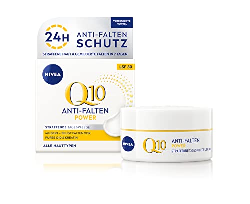 NIVEA Q10 Power Anti-rimpel plus verstevigende dagverzorging in 1 verpakking (1 x 50 ml), gezichtscrème met SPF 30, dagcrème voor gladdere en jonger uitziende huid