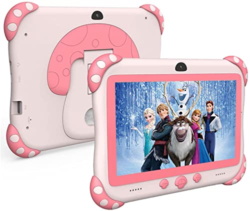 Kindertablet, 7 inch Android 10 Kids tablet, met kindvriendelijke hoes, tablets voor kinderen, HD-display, WiFi, Bluetooth, kinderbeveiliging, vooraf geïnstalleerde kindersoftware dubbele camera leren kindertablets