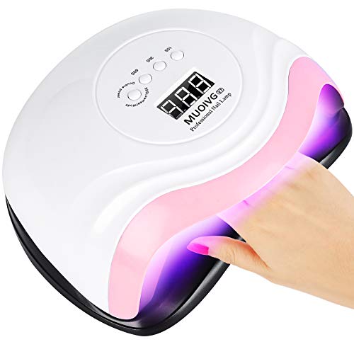 MUOIVG 168 W nageldroger, uv-led-nagellamp voor alle gelnagels, 10/30/60/99 s timer, professionele nageldroger lamp met sensor LCD-display, afneembare bodemplaat, sneldrogende nagellamp