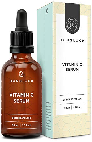 Vitamine C Serum hooggedoseerd & veganistisch | Natuurlijke ingrediënten | 50 ml Hydraterende verzorging voor gezicht en huid I Junglück Vitamine C Serum | Made in Germany