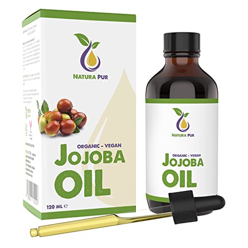 Jojoba Olie Puur 120ml - 100% biologisch, koudgeperst, veganistisch - Jojoba Oil antiaging en antirimpel serum voor gezicht, lichaam, haar, handen, nagels en huid - natuurlijke basisolie