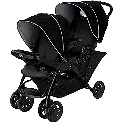 Graco Stadium Duo broers en zussen wagen, dubbele wagen, 0-15 kg, grote opbergmand, incl. snacktabletten, verstelbare rugleuningen, inklapbaar, vrijstaand, ook te gebruiken met babyzitje, zwart/grijs