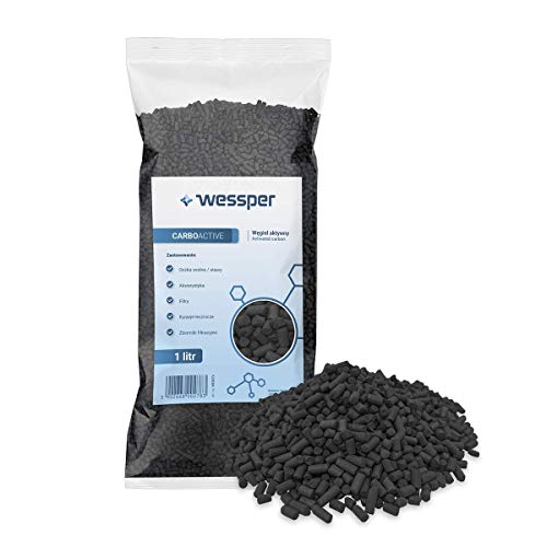 Wessper 1 liter actieve koolpellets 3 mm met hoog absorptievermogen, kolen voor het filteren in aquaria of vijverfilters.
