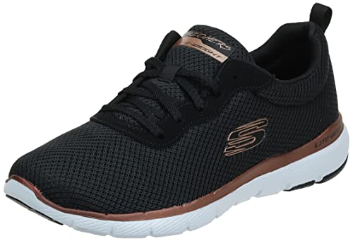 Skechers Flex Appeal 3.0 First Insight Trainer, Zwart (Black Mesh/Rose Gold Trim Bkrg), 6 UK (39 EU)
