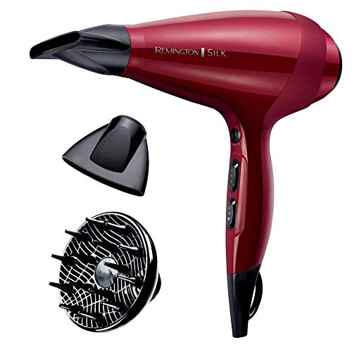 Remington Haardroger Silk (2400 Watt, Professionele AC-Motor, Met Diffuser, Ionen technologie voor minder pluis, Pluisvrij resultaat, met Turboboost-functie voor snel drogen) AC9096