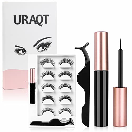 URAQT Valse Wimpers, 5 Paar Wimpers Met Natuurlijke Look, Nepwimpers Van Namaakmink, Herbruikbaar, Handgemaakte Zachte Wimpers Voor Make-upwimpersverlenging