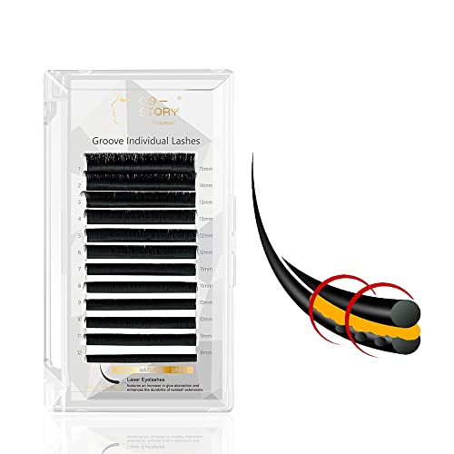 Costory Individuele Wimpers Laserverwerkte Wimperextensions Langdurige En Lichtere Wimperextensions Nepwimpers(Dikte 0,07 mm Krul D Lengte Gemengd 12 mm)