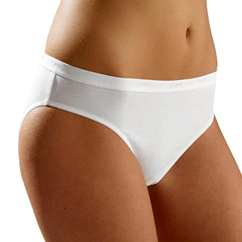 Dim Midi Dagelijkse damesonderbroek, biologisch katoen, stretch, 2 stuks, Wit, 34