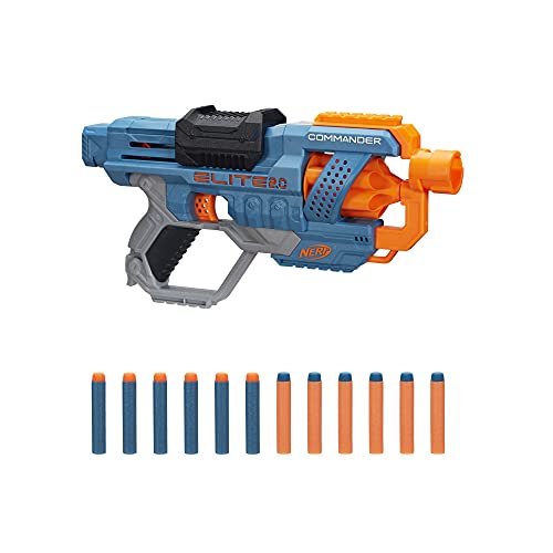 Nerf Elite 2.0 Commander RD-6-blaster, 12 officiële Nerf-darts, draaiende trommel met 6 darts, ingebouwde aanpassingsmogelijkheden