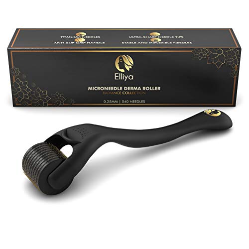 Elliya Derma Roller | Professionele Gezicht Dermaroller | Dermaroller Titanium 0,25 mm 540x Micronaalden | Microneedling Voor Rimpels, Striae En Acnelittekens | Derma Roller Voor Gezi | Huidverzorging