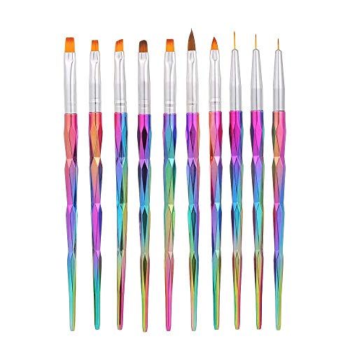 penseelset gelnagels 10 stuks nagelborstel set gelpenseel gelnagels voor UV-gel en acrylnagels nail art nagelaccessoires nagelontwerp modellering pedicure manicure