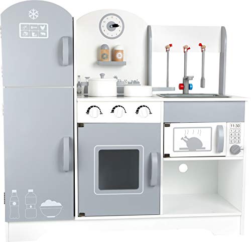 small foot 10598 Kinderkeuken 'Modern' van hout, met koelkast, fornuis, oven, magnetron en nog veel meer, vanaf 3 jaar