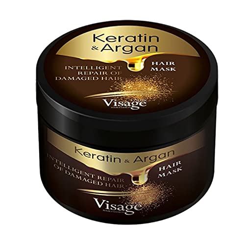 VISAGE Professional haarmasker met arganolie en keratine | Herstelbehandeling voor droog en beschadigd haar | Hydraterend en voedend | Diep vochtinbrengend haarmasker | Premium haarproduct 500ml