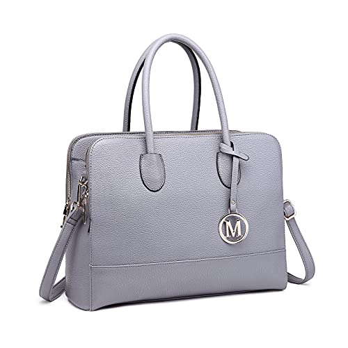 Miss Lulu Aktetas Handtas Laptoptas Werk Tas Schoudertas Messenger Tas Retro Elegant Vrouwen (Grijs)