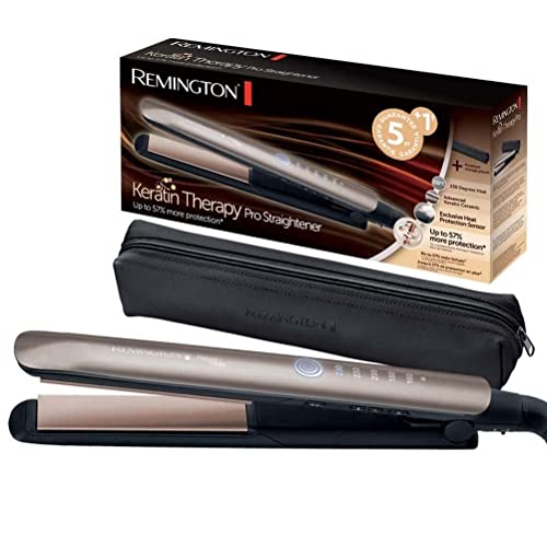Remington Stijltang Keratine Therapy(hittebeschermingssensor om haarschade te verminderen,hoogwaardige keratine-keramische coating met amandelolie) digitaal display,160-230°C,incl. tas,stijltangS8593