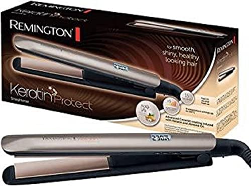 Remington Stijltang Keratin Protect (Verrijkt met Keratine En Amandelolie, 9 temperatuurstanden, Digitaal Display, Turbo-Boost, Extra Verzorgend Steilen) S8540