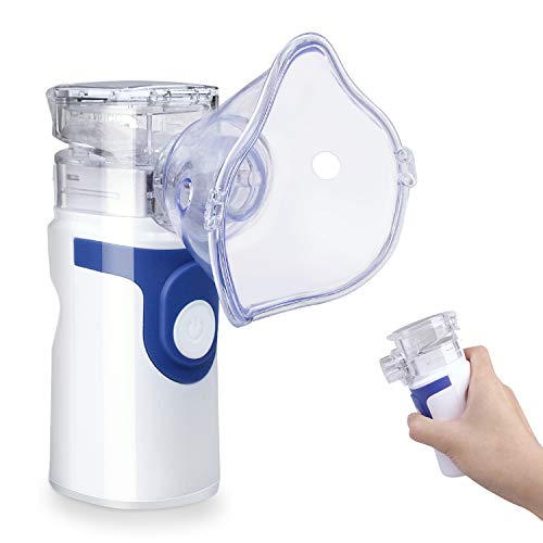 Draagbare Inhalator Machine Mini Handheld Stoom Luchtbevochtiger Vaporizer Cool Mist Reizen Inhalator voor Volwassenen en Kinderen Grijs (Donkerblauw)