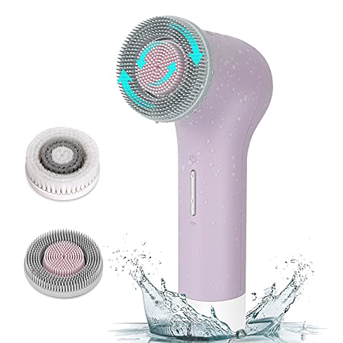 Gezichtsreinigingsborstel MYCARBON Gezichtsborstel IPX7 Waterdichte Elektrische Gezichtsborstel Apparaat Schoonheid Huid Machine voor Diepe Reiniging/Zachte Exfoliëren/Masseren/Draai de huid (Roze-Paars)