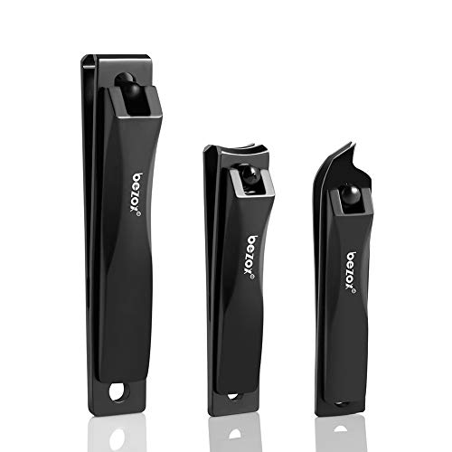 BEZOX vingernagelknipper (set van 3), nauwkeurige nagelknipper en teennagelknipper - recht mes/gebogen mes/schuin mes - roestvrijstalen nageltrimmer - met opbergdoos in blik