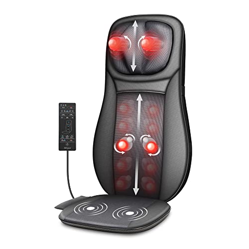Snailax Massagestoelkussen Shiatsu met warmtefunctie - Volledige rugmassageapparaat, massagestoel voor nek en rug, stoel en schouder, voor thuis, op kantoor en in de auto SL-233