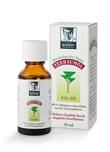 Ralf BADERs Gesundheit Tea tree olie, De klassieker uit de apotheek, Dubbel gedistilleerd, Ontsmettingsmiddel, 100% Australische Melaleuca alternifolia, 30 ml