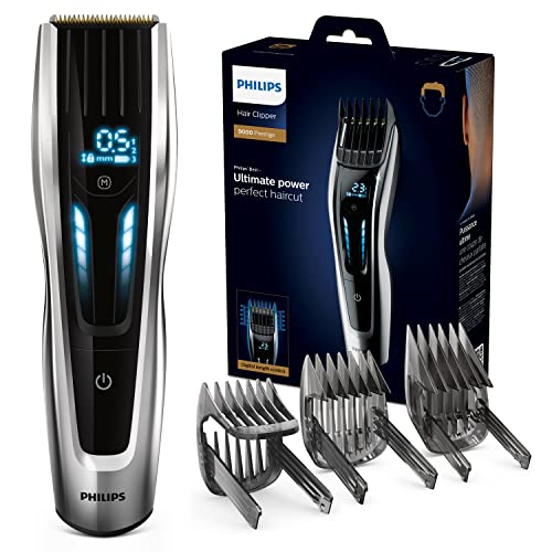 Philips Tondeuse Series 9000 - Digitaal swipe-display - 400 Lengtestanden - Zelfslijpende titaniummesjes - 3 Instelbare kammen - Turbo-functie voor dik haar - HC9450/15