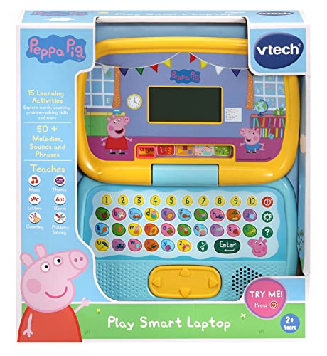 VTech 553503 Peppa Pig: Speel Smart Laptop Interactive Learning Laptop voor kinderen met letters en cijfers Geschikt voor jongens en meisjes 2, 3, 4, 5 en 6 jaar,grijs