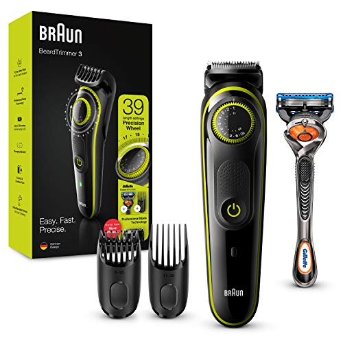 Braun BT3241 Baardtrimmer En Haartrimmer Voor Mannen, 39 Lengte-instellingen, Zwart/Voltgroen, 13.7 x 5.7 x 28.2 cm