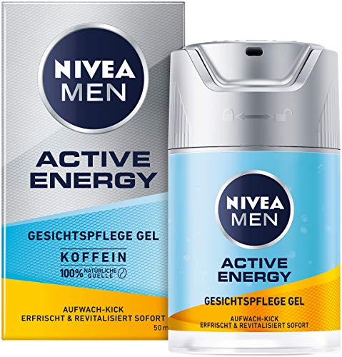 NIVEA MEN Active Energy gezichtsverzorging gel (50 ml), revitaliserende gezichtscrème voor mannen, snel intrekkende vochtinbrengende crème tegen tekenen van vermoeidheid