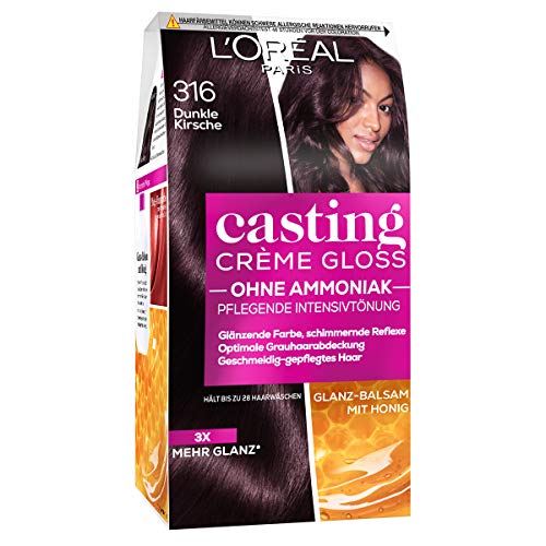 L'Oréal Paris Kleuring zonder ammoniak en zonder siliconen, voedende intensieve kleuring met glans-reflex-balsem, Casting Crème Gloss haarkleur, nr. 316 donkere kersen, 1 stuks