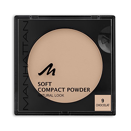 Manhattan Soft Compact Powder, licht compact poeder met poederdons voor een matte, egale teint, kleur Chocolat 9, 1 x 9 g