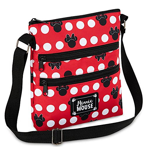 Disney Schoudertas voor dames en tieners, Mickey Mouse en Minnie Mouse-tas, kleine schoudertas voor dames, rood, One Size