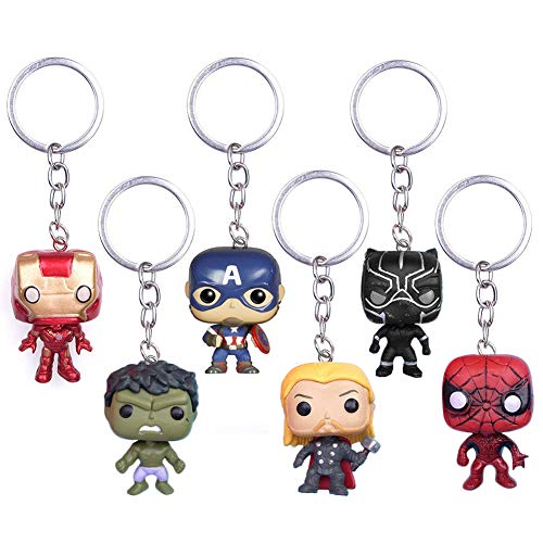 INTVN 6 stuks Marvel fans sleutelhangers superhelden The Avengers sleutelring Deadpool hanger sleutelhanger Iron Man Spiderman sleutelhouder