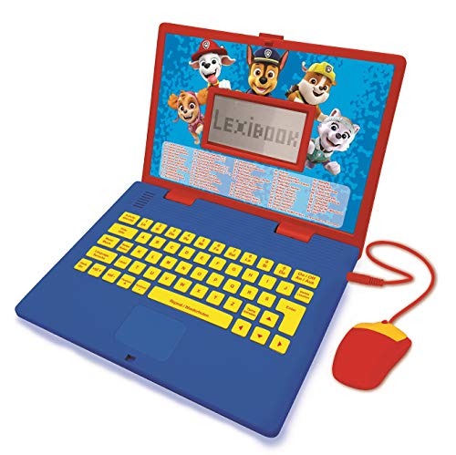 LEXIBOOK JC598PAi3 Paw Patrol-educatieve en tweetalige laptop Duits/Engels-speelgoed voor kind (jongens en meisjes) 124 activiteiten, leren spelletjes en muziek spelen met Chase Marshall-Red/Blauw