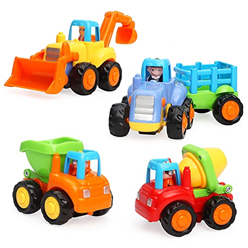 TINOTEEN Speelgoedauto, speelgoed, bouwvoertuigen, push and go, wrijvingsaangedreven autospeelgoed voor kinderen van 1 tot 3 jaar