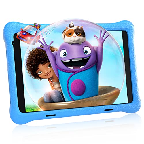 XCX 8 inch tablet voor kinderen, Android 10 kindertablet, FHD 1920 x 1200 IPS-display, 2 GB + 32 GB, Quad Core, vooraf geïnstalleerde Kidoz, dubbele camera, tablet, PC, Bluetooth, WiFi Kids Tablet (blauw)