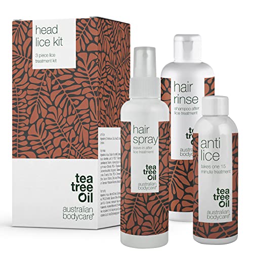 Head Lice Treatment Kit | 3 Producten met Tea Tree Olie tegen Hoofdluis & Neten | Anti-hoofdluis Behandeling in 15 minuten, Hoofdluis Preventie Spray & Shampoo voor het hele gezin van Australian Bodycare