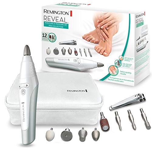 Remington Manicure & Pedicure Set (12-delige set, Met Snoer, Nagelknipper, Saffierschijf, Cilinder-opzetstuk, Eeltvijl, Nagelfrees, Met Opbergetui) MAN3000