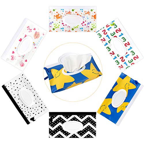 Jubaopen 6pcs Natte Doekjes Zak Doekjes Container Reizen Navulling Natte Doekjes Zak EVA Herbruikbare babydoekjeshoes voor persoonlijke babydoekjes (25 × 14 cm, 6 kleuren)