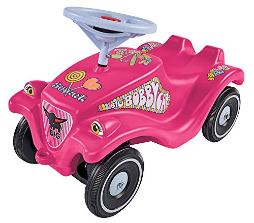 BIG-Bobby-Car-Classic Candy Kindervoertuig met stickers in snoepdesign, voor jongens en meisjes, belastbaar tot 50 kg, glijvoertuig voor kinderen vanaf 1 jaar