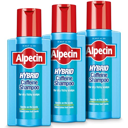 Alpecin Hybrid Shampoo 3x 250ml | Natuurlijke haargroei shampoo voor gevoelige en droge hoofdhuid | Energizer voor sterk haar | Haarverzorging voor mannen | Made in Germany