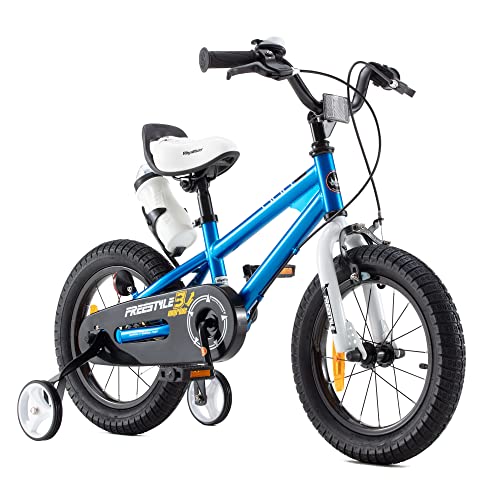 RoyalBaby Jongens Meisjes Kinderfiets Freestyle Fiets Kinderfietsen 14 Inch Blauw