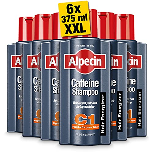 Alpecin Cafeïne Shampoo C1 6x 375ml | Voorkomt en Vermindert Haaruitval | Energizer voor Sterk Haar | Natuurlijke Haargroei Shampoo voor Mannen