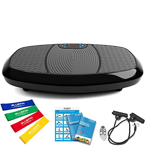 Bluefin Fitness Dubbele Motor 3D Krachtige Trilplaat | Oscillatie, Vibratie + 3D Beweging | Groot Anti-Slip Oppervlakte | Bluetooth Speakers | Verlies Vet & Wordt Sterker vanuit Huis | VK Ontwerp