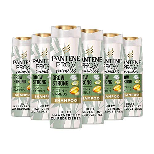 Pantene Pro-V Miracles Grow Strong Shampoo met biotine en bamboe, verpakking van 6 stuks (6 x 250 ml), beauty, haaruitval voor vrouwen, haarverzorging, shampoo voor dames