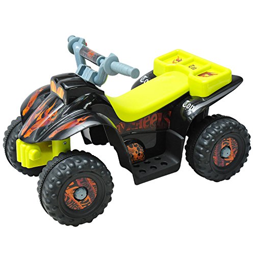 HOMCOM kinderauto kinderwagen elektrische auto kindervoertuig kindermotorfiets quad elektrische quad kinderquad elektrische motorfiets (elektroquad/geel-zwart)