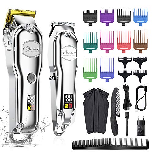 Hatteker Tondeuse voor mannen, professionele tondeuse, baardtrimmer, baardtrimmer voor heren, IPX7 waterdichte T-mestrimmer, USB-oplaadbaar